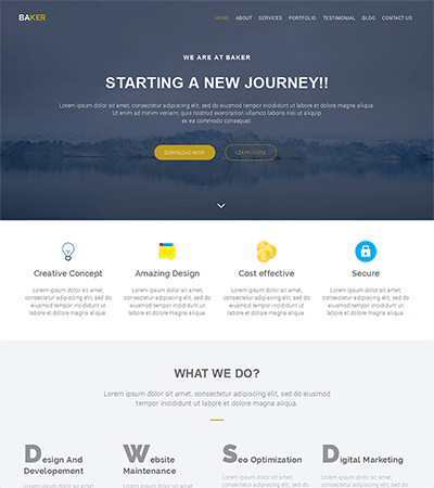 Baker – Free Onepage Bootstrap Theme